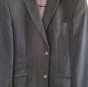 Ted Baker men's blazer/sport jacket.  Velvet material.  Black with white stripes
